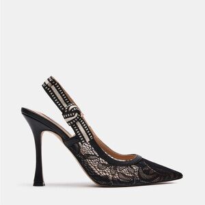 Steve Madden Bri Black Lace Slingback Heels